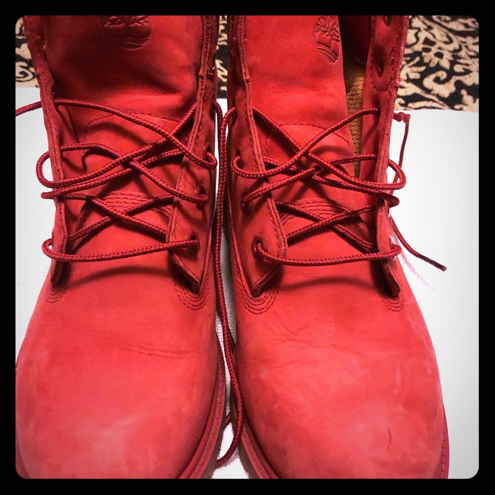 Red Limited edition Timberlands, no box